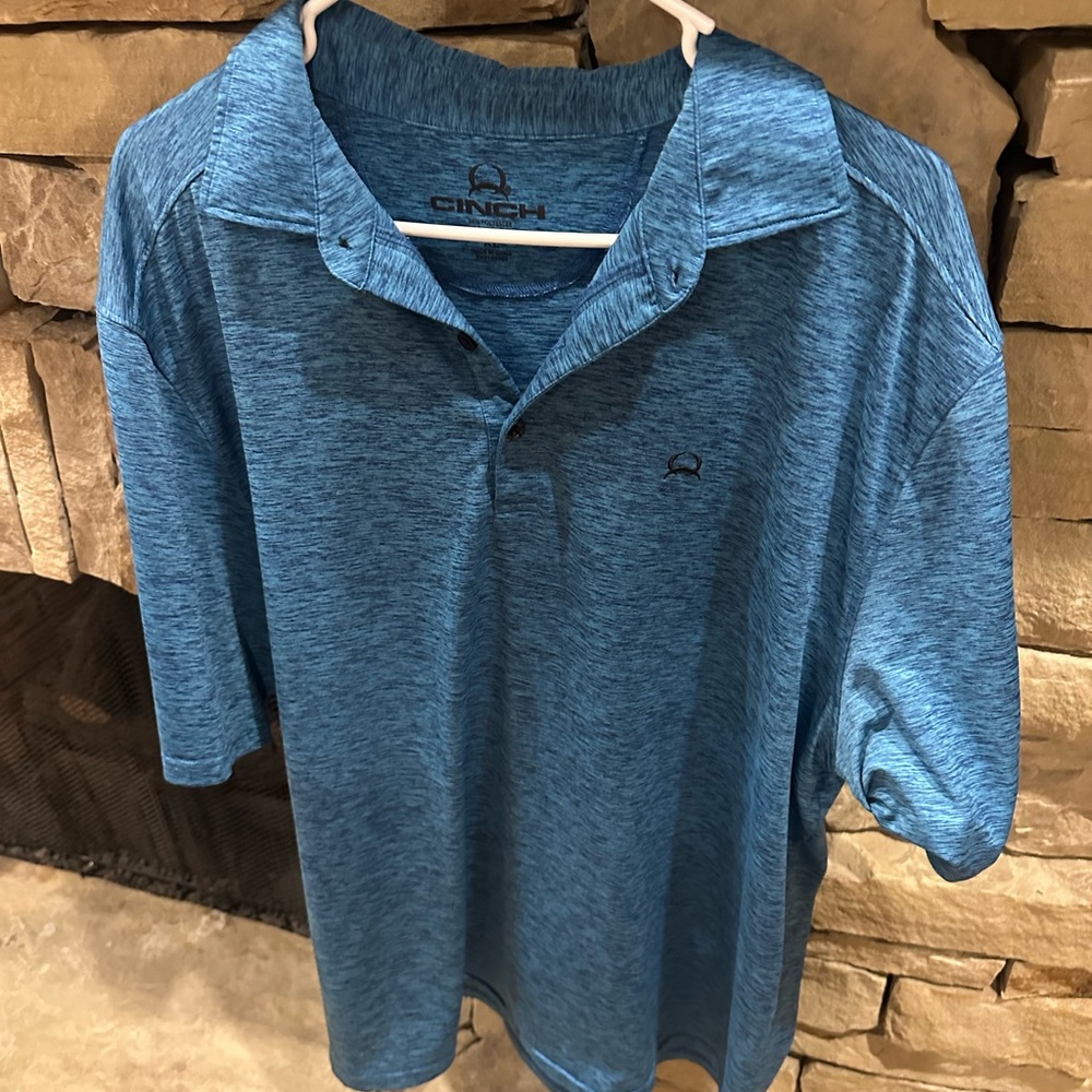 Cinch Blue Heathered Polo